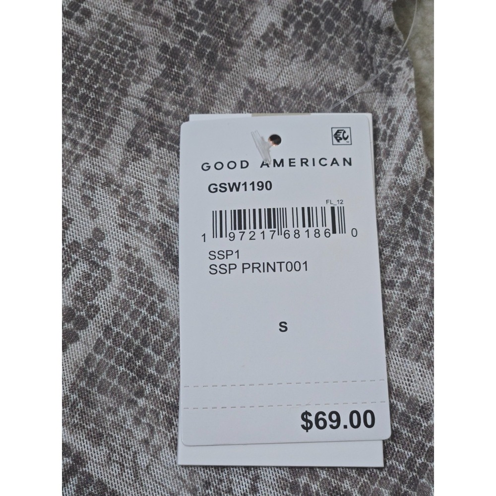 Good American Mesh Snakeskin Print Crewneck Short Sleeve T Women's S NWT - Picture 7 of 9